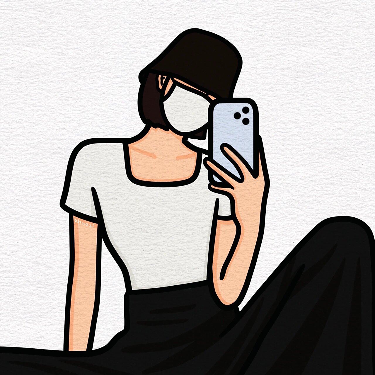 短发女生手绘头像合集