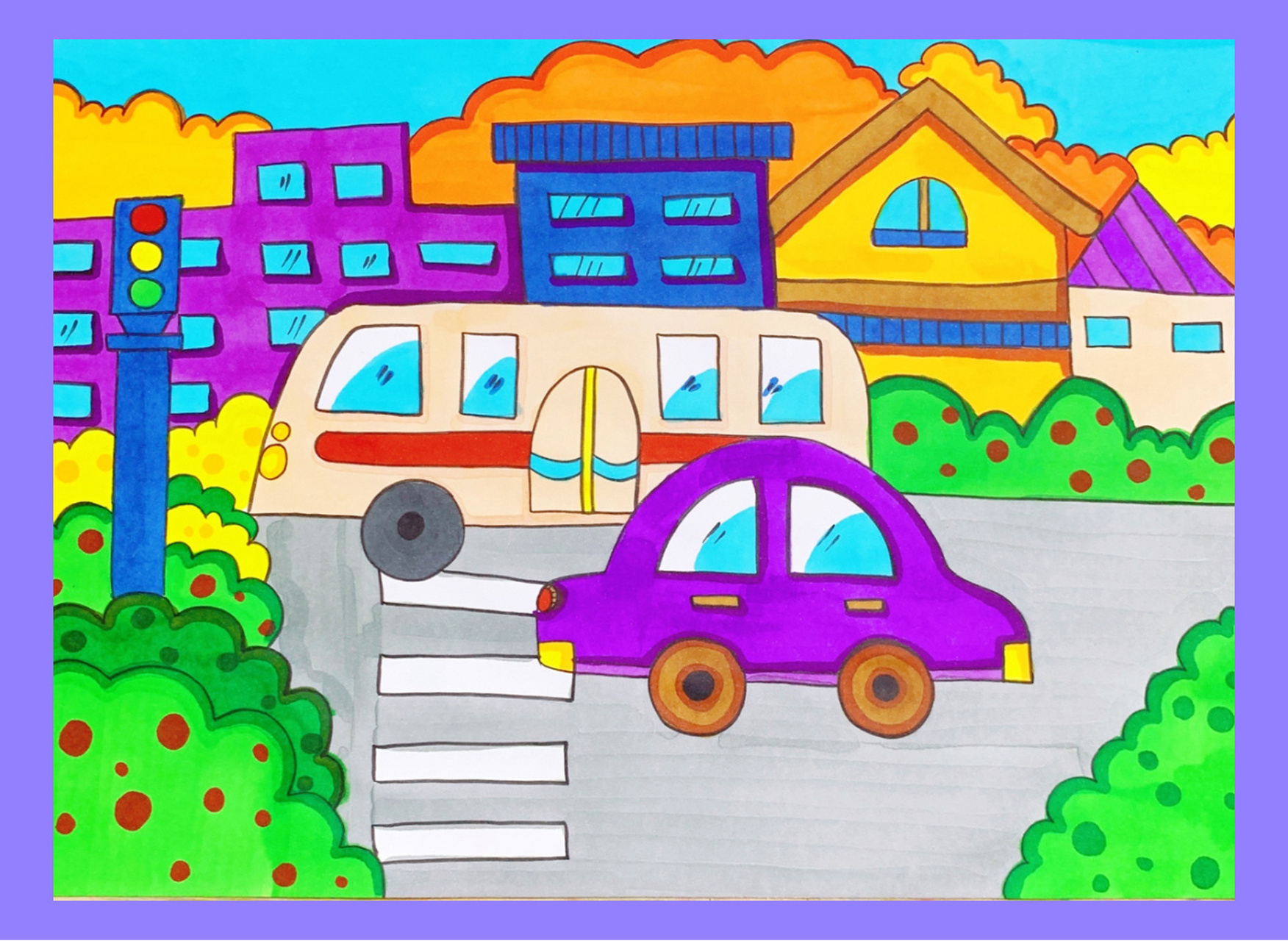 简笔画《城市的街道 城市的街道就像是舒缓流畅的线条 宽展而清晰
