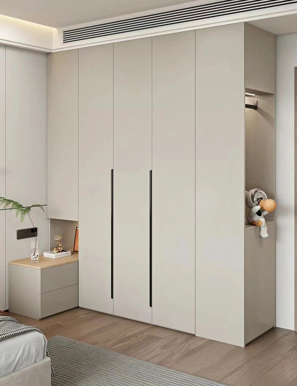 颜色搭配太温馨 床头柜一体的转角衣柜来了!