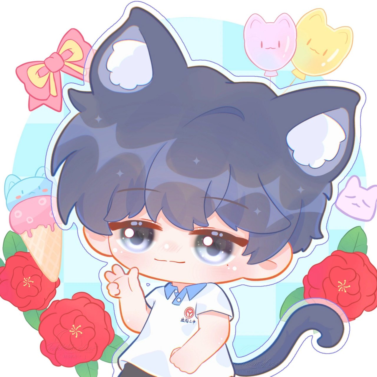 伪装学渣|木瓜黄|谢俞|朝俞|q版|q版头像 东楼贺朝,西楼谢俞.