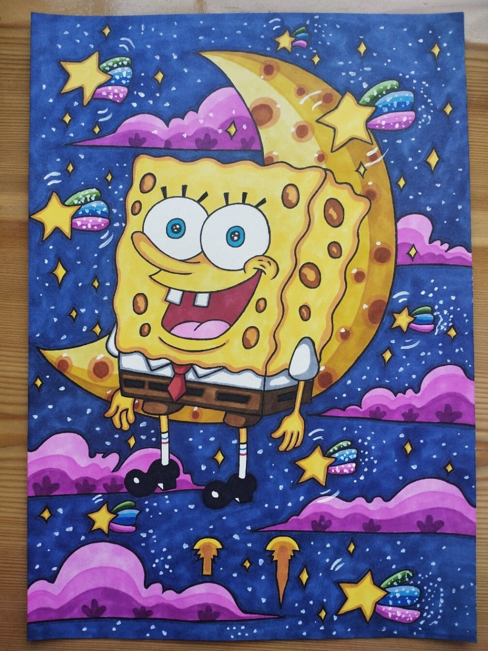 海绵宝宝手绘打卡(附原图) 海绵宝宝手绘练习,最后两张原图