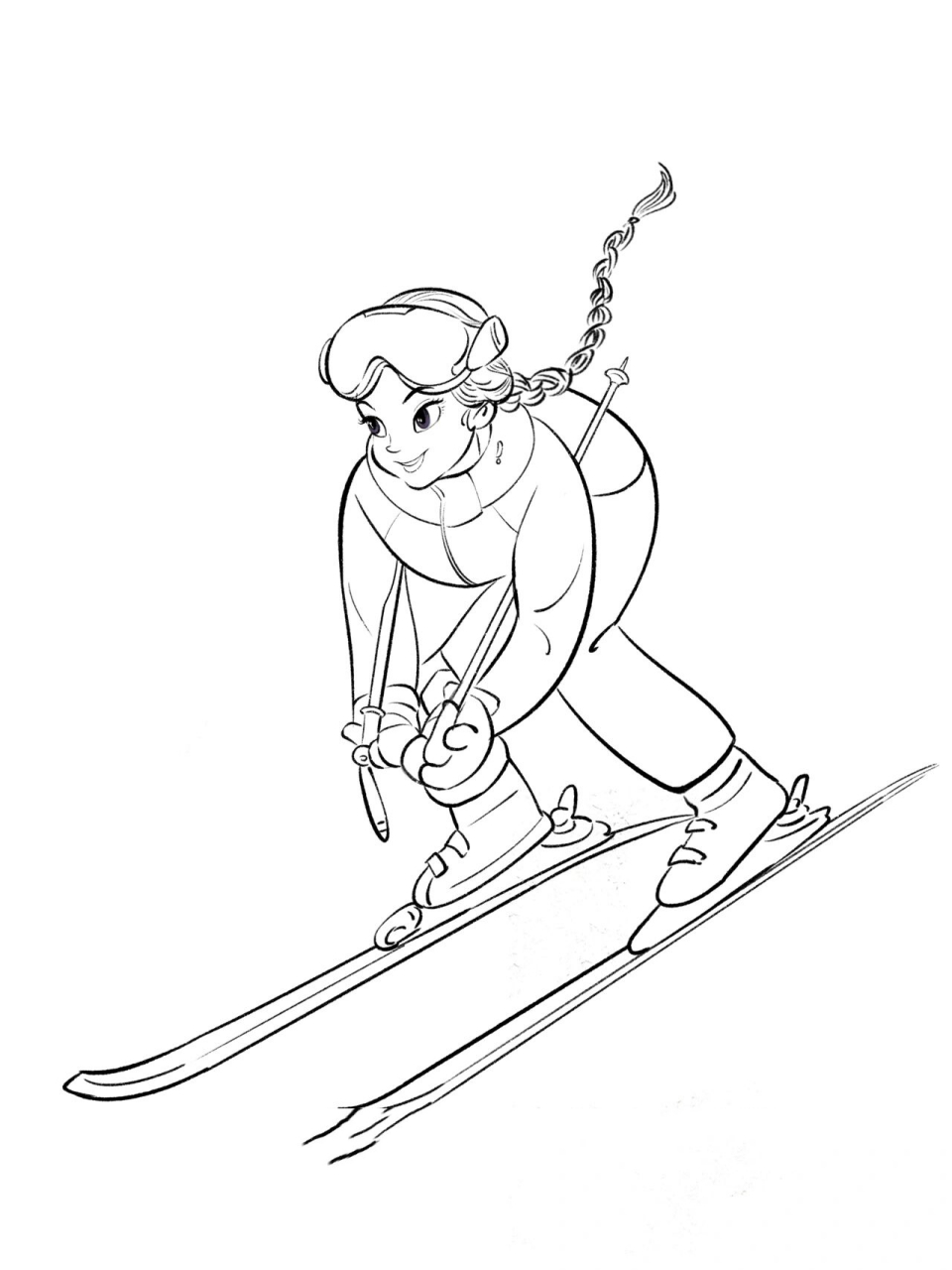 滑雪少女简笔画图片