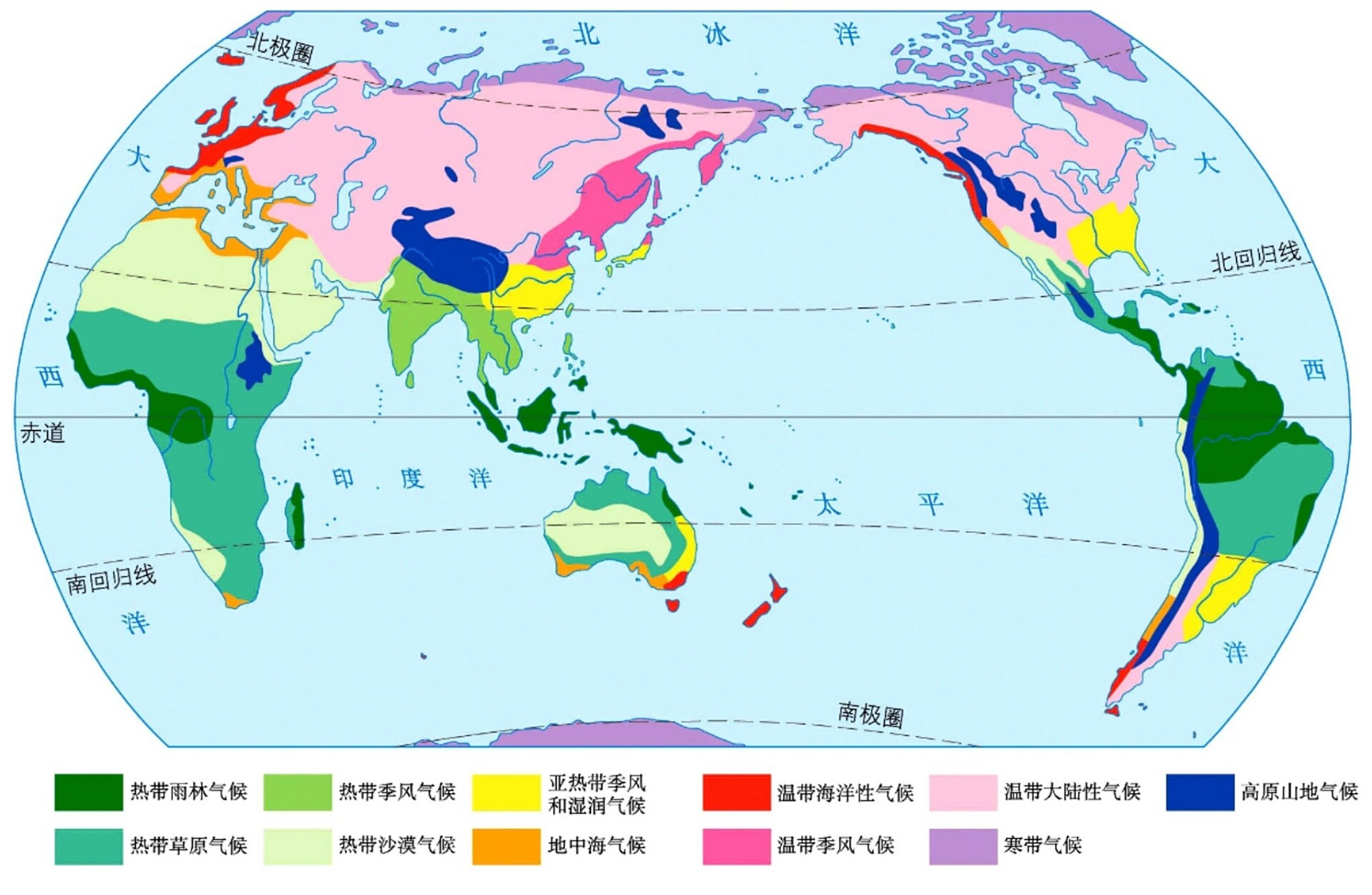 世界气候类型分布图