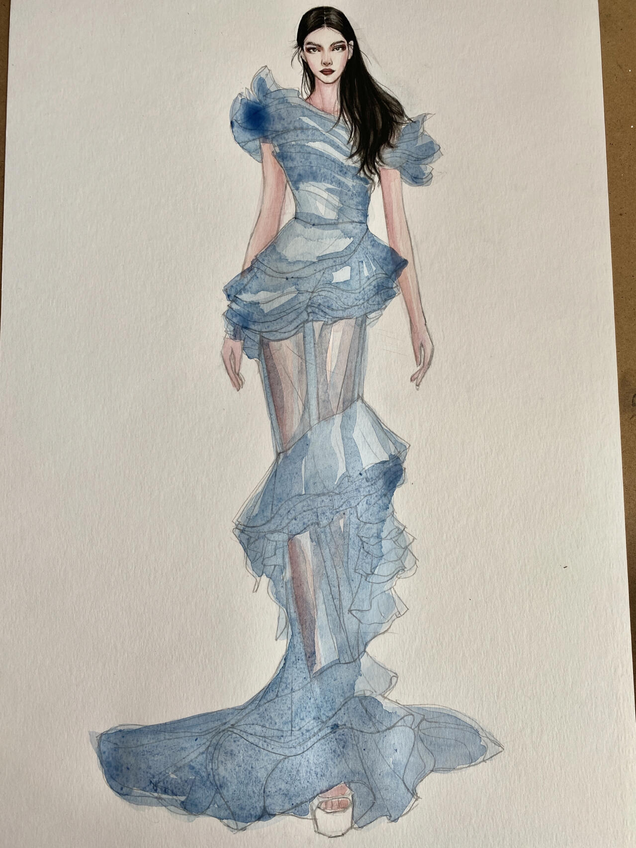 —水彩时装画礼服绘制过程🌊