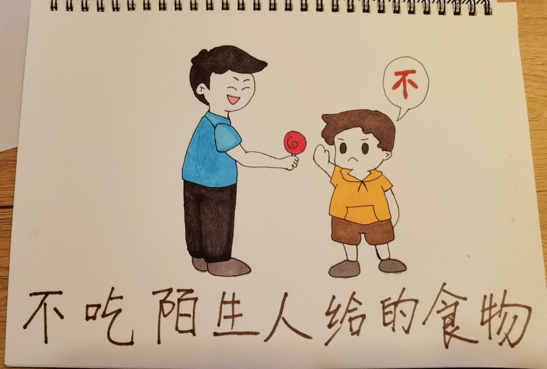 防拐儿童简笔画图片