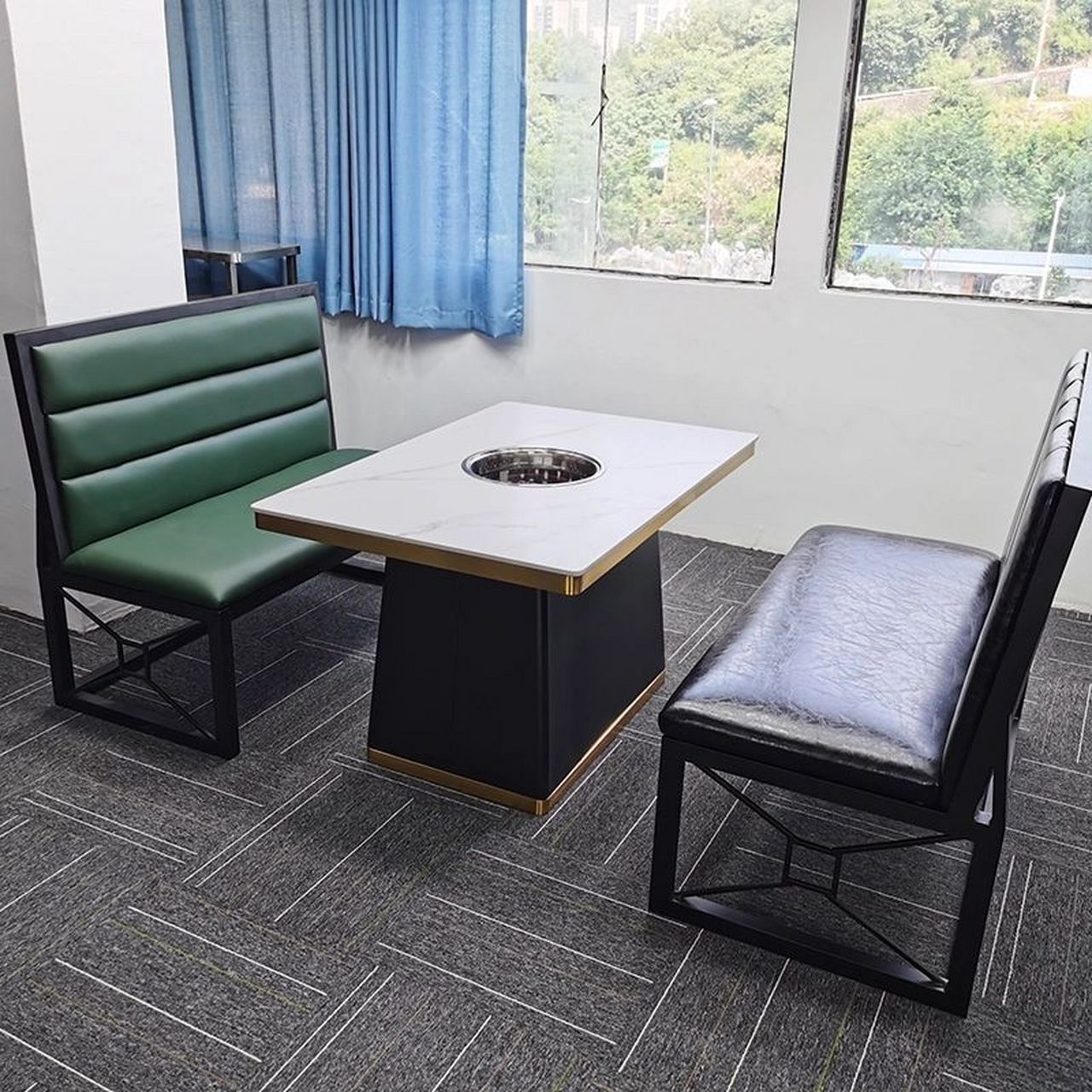 火锅桌椅定制批发 大理石火锅桌,岩板火锅桌,尺寸多样,工厂直销,成都