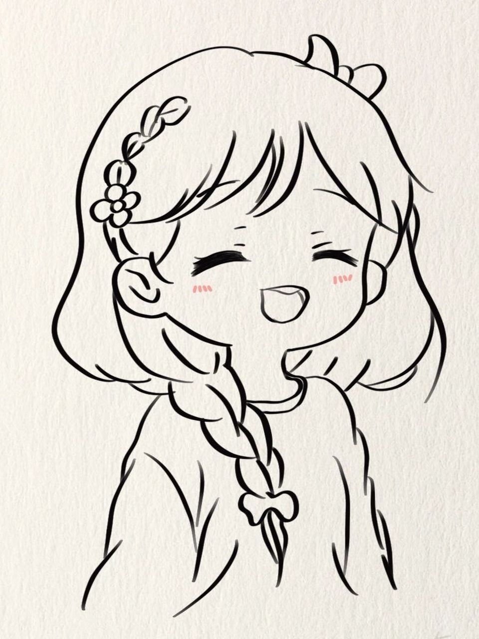 简笔画教程|爱笑的女孩14/100 爱笑的女孩子运气都不会差的