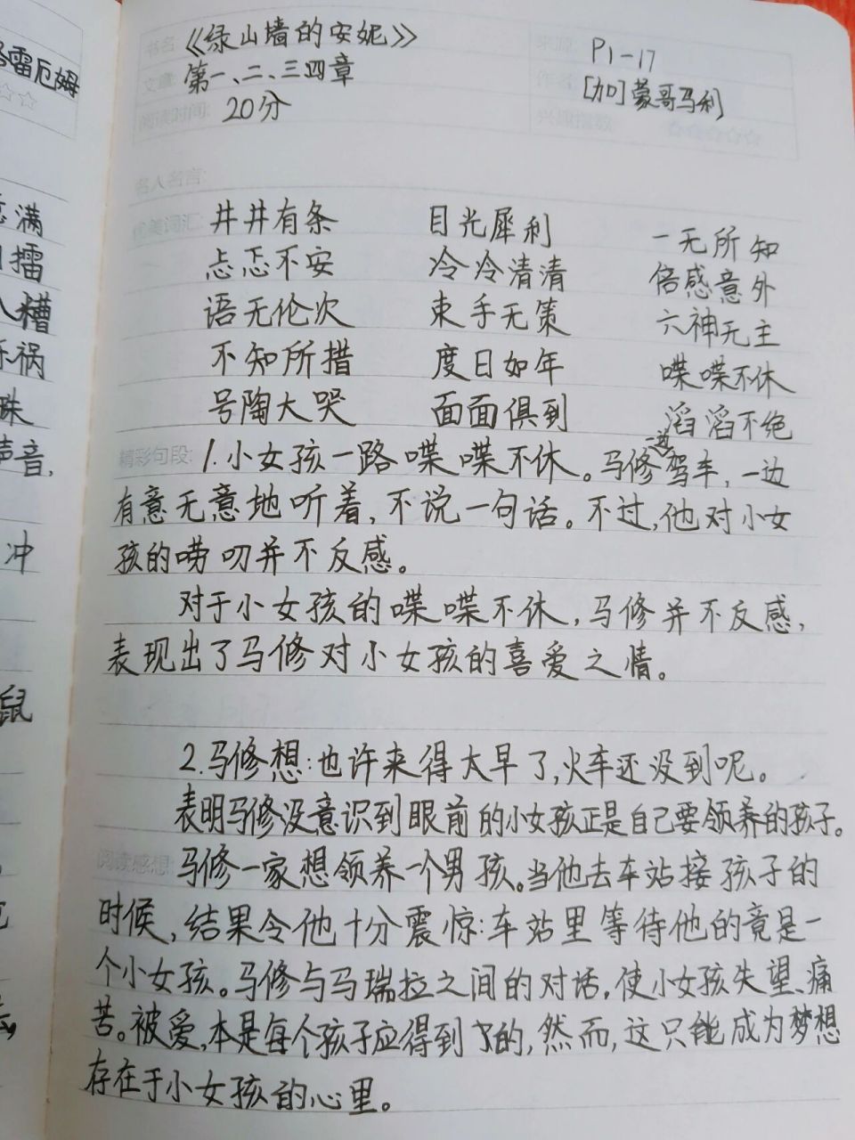 《绿山墙的安妮》读书笔记