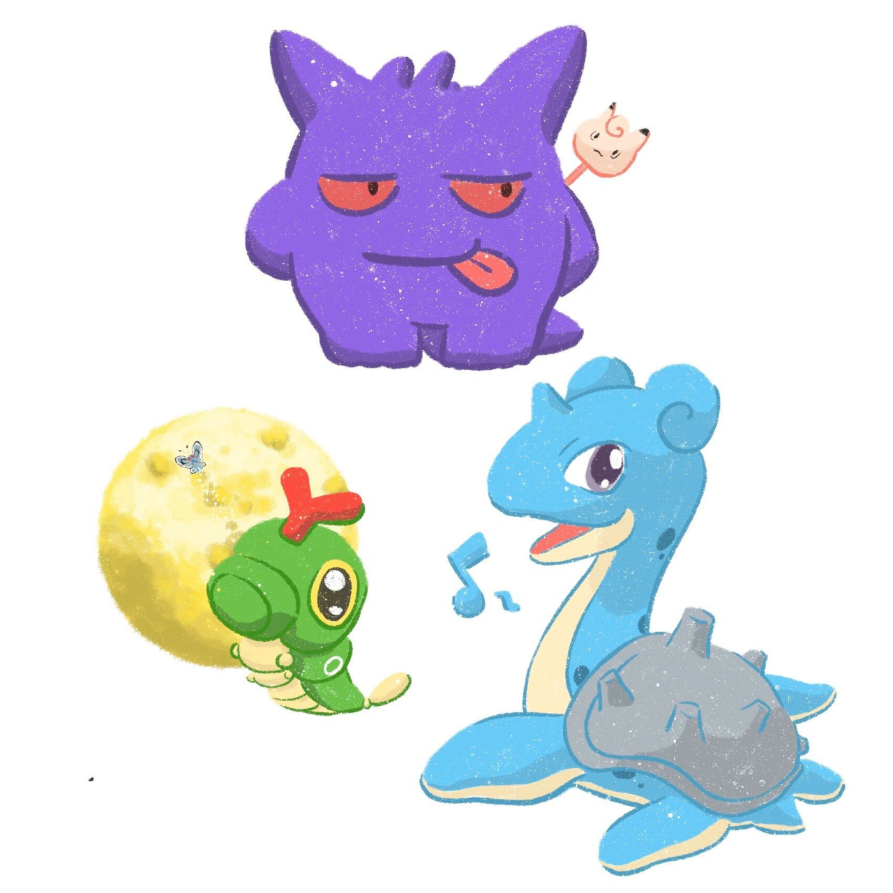 再画三只对小智的印象很深的宝可梦 仰望月亮 渴望变成巴大蝴不被小霞