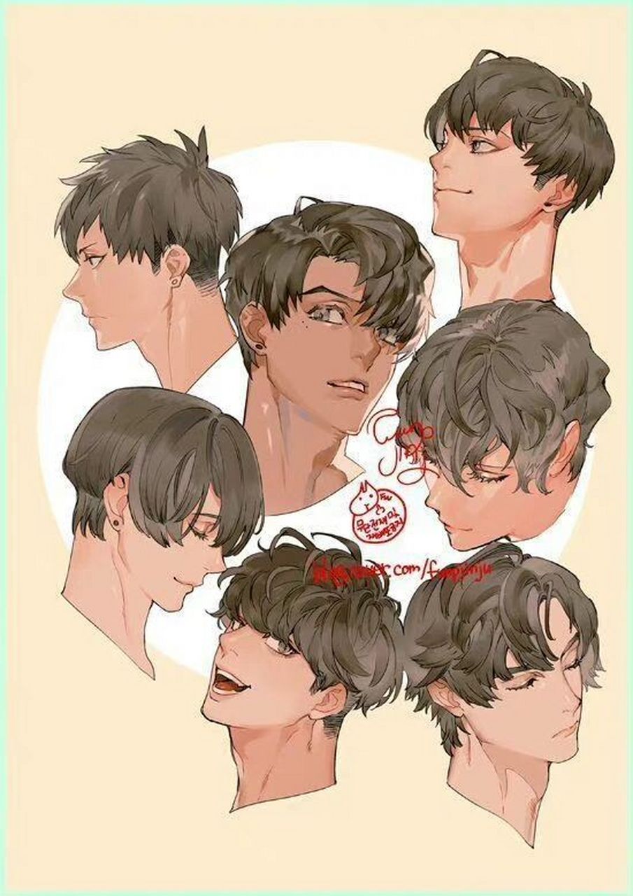 男性发型头发绘制参考素材,码了!