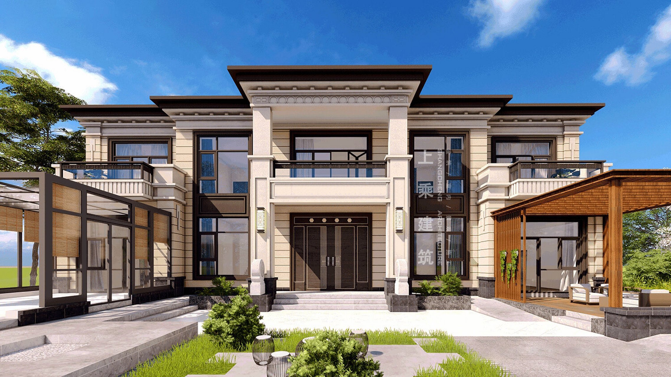 北京房山两层五开间带阳光房新中式别墅 项目参数: 建筑地址:北京房山