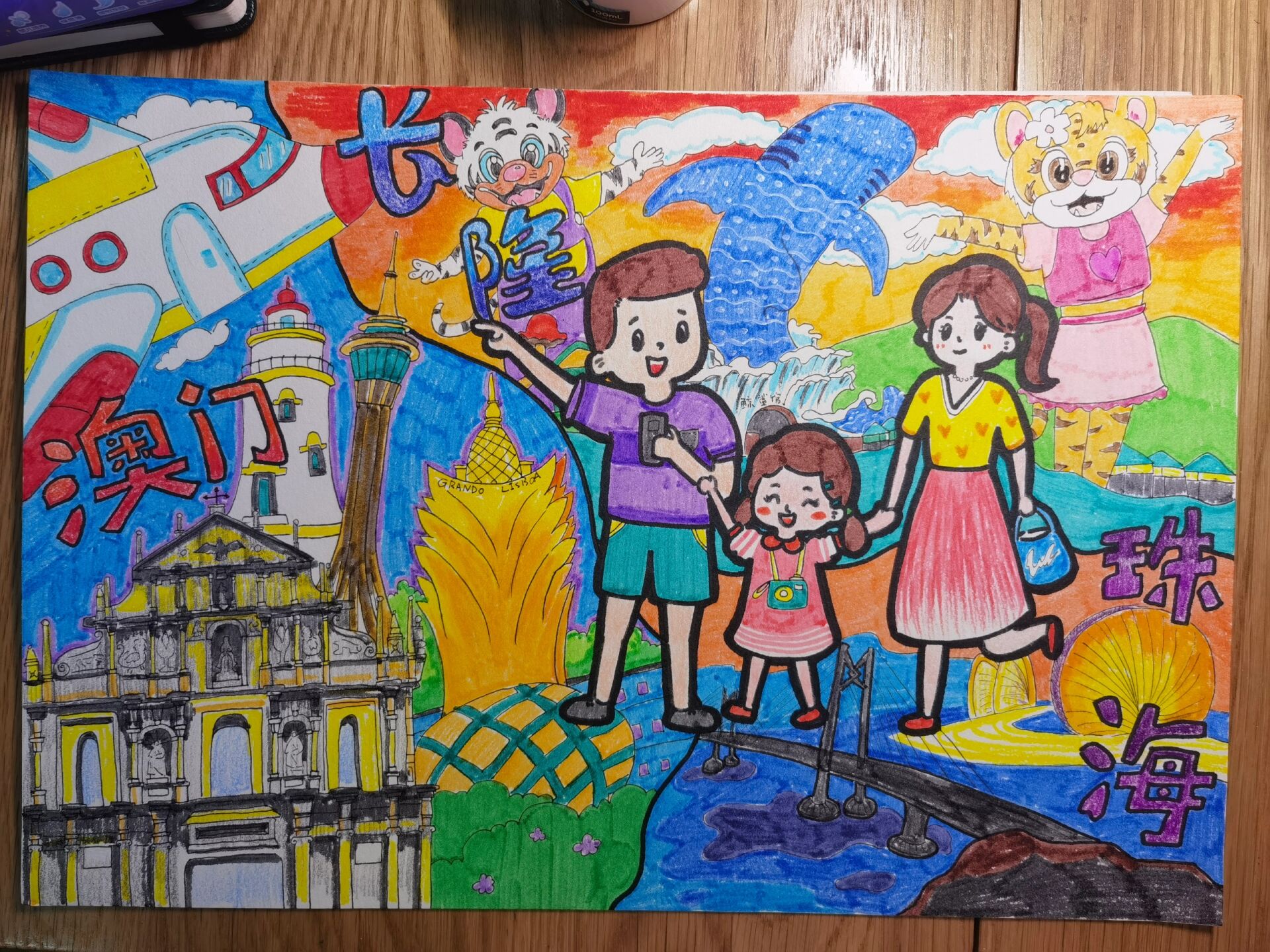 夏日暑假出游儿童画少儿绘画儿童绘画