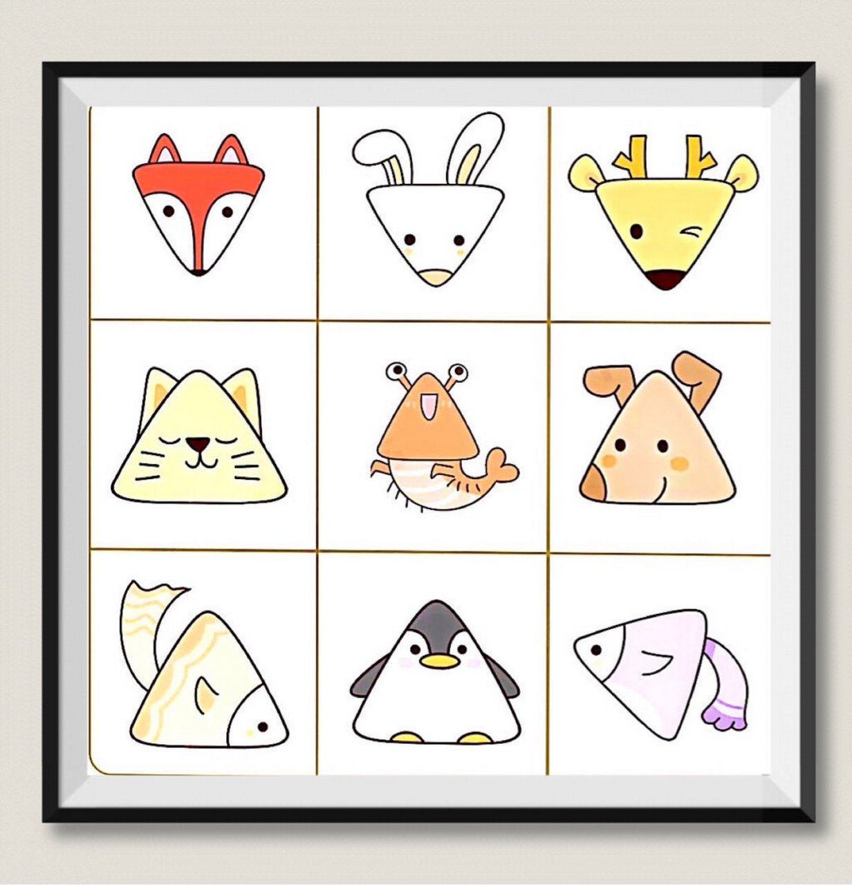 三角形的联想画 涂色 通过三角形来想象画一些自己喜欢的小动物