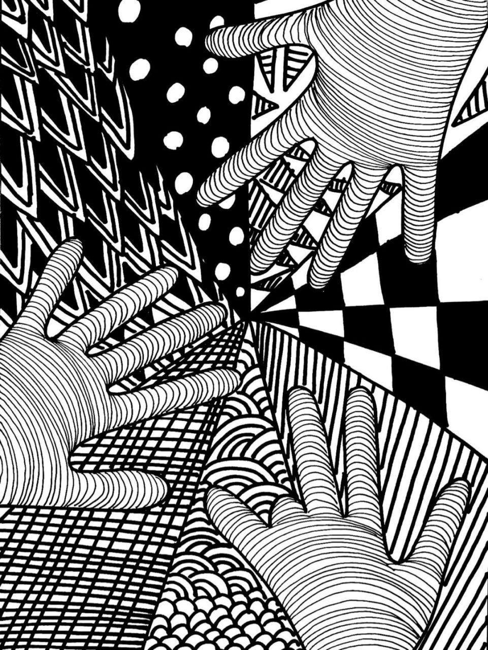 手掌9415线描儿童线描 手掌79儿童线描装饰画 颜色:红色|黑色