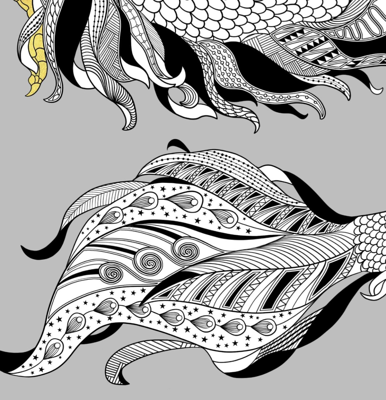 黑白装饰画--神兽白龙 画完表示手已废  神兽白龙 龙是古代传说中的一