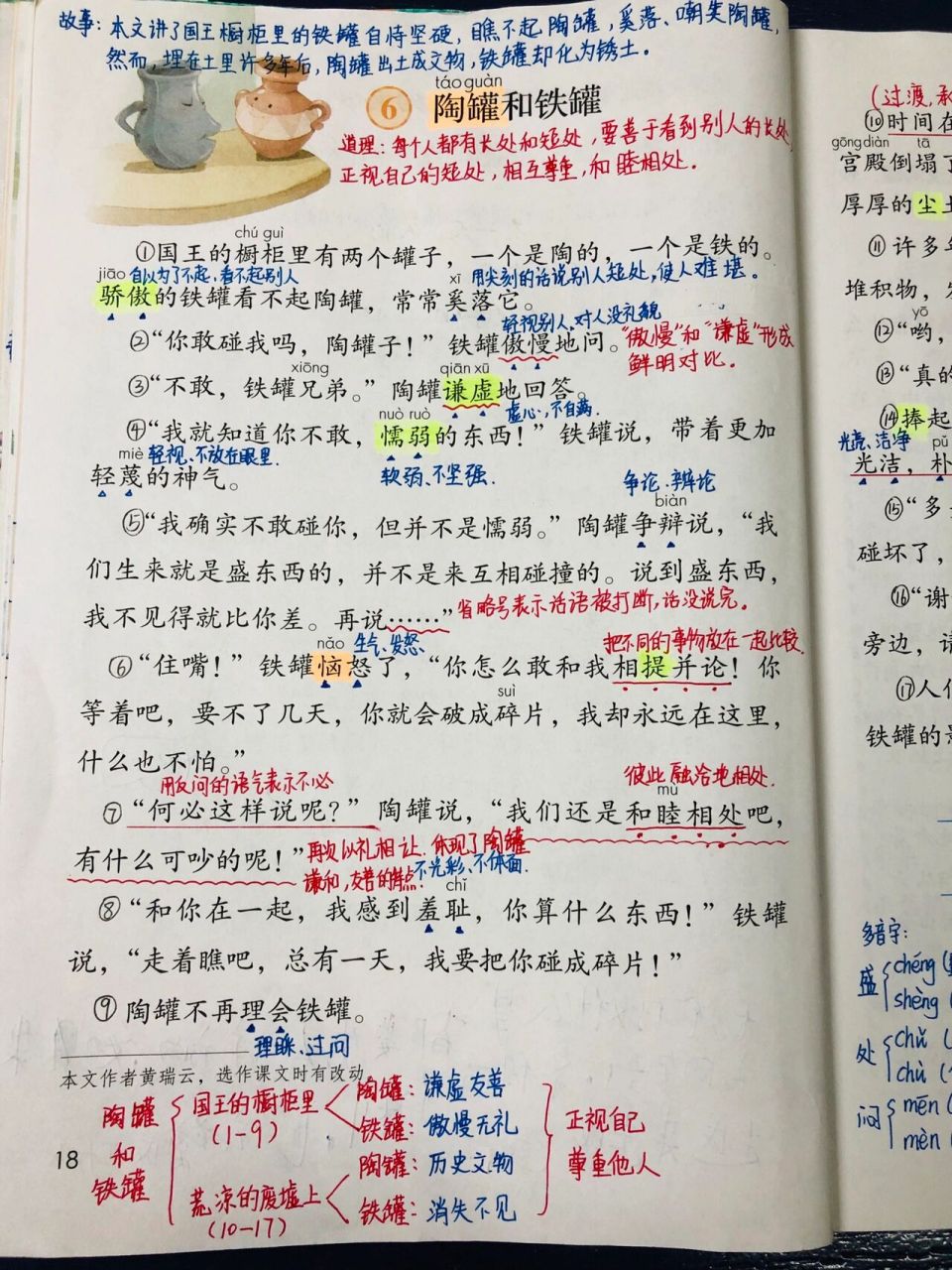 三年级语文下册第二单元6课 《陶罐和铁罐》笔记