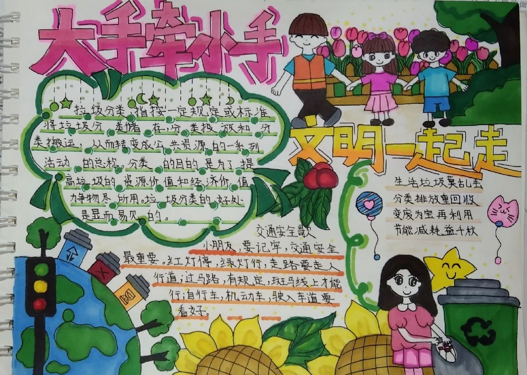 大手牵小手·文明一起走手抄报 大手牵小手 手抄报 小学生手抄报 这次