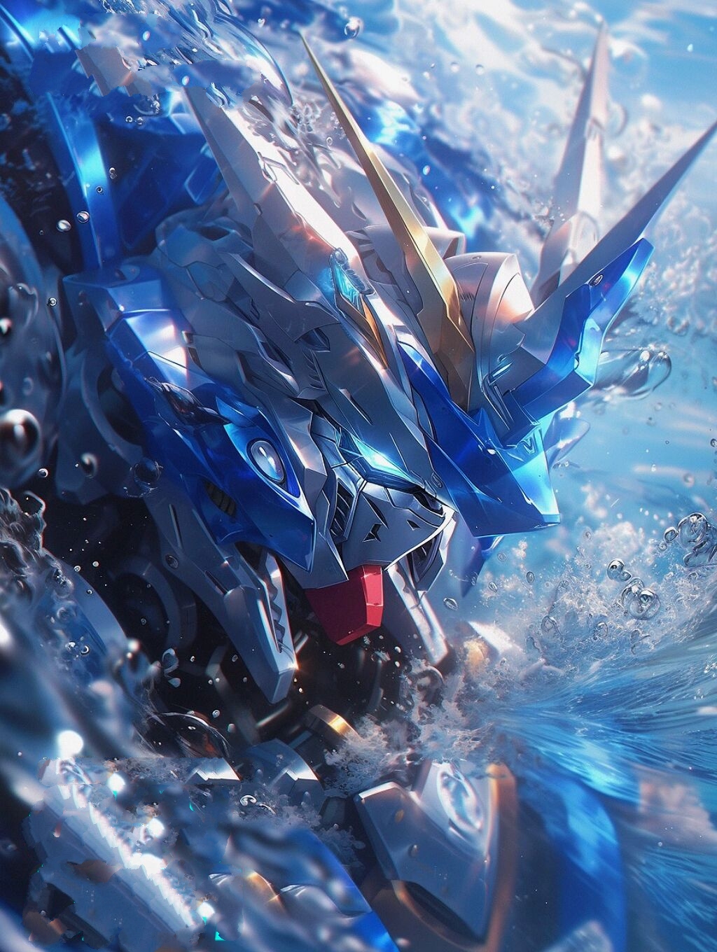 ai绘画|高达壁纸 清凉一夏-解暑降温的机甲