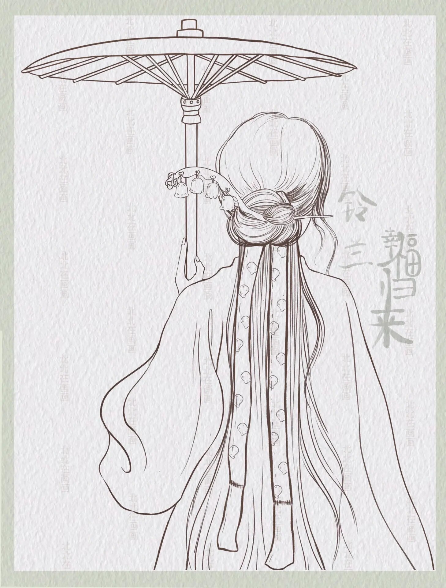 据说最近流行古风背影线稿