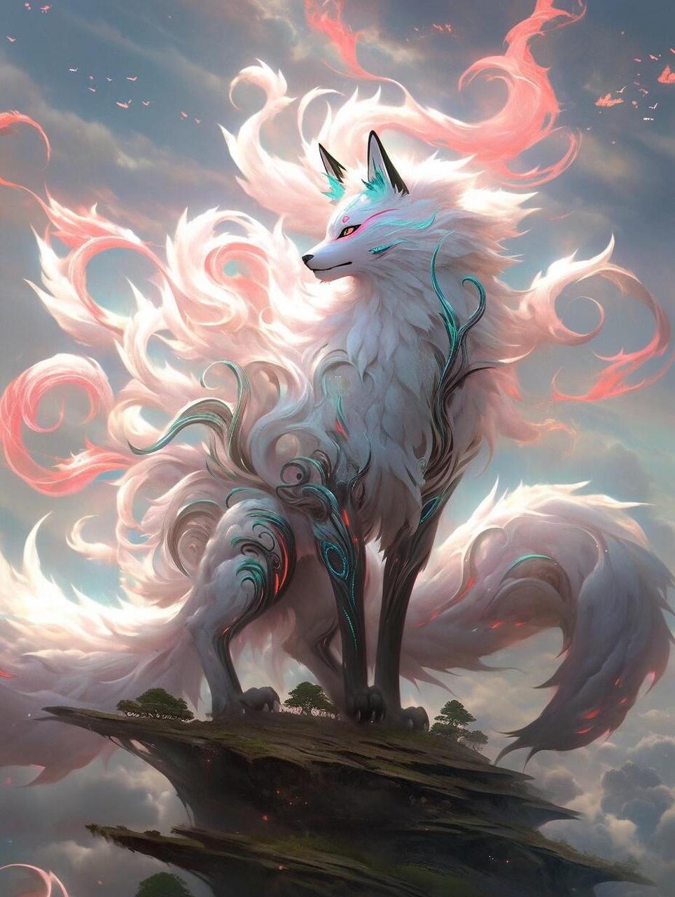 九尾狐在许多亚洲文化和神话传说中通常被认为是神秘而强大的生物,被