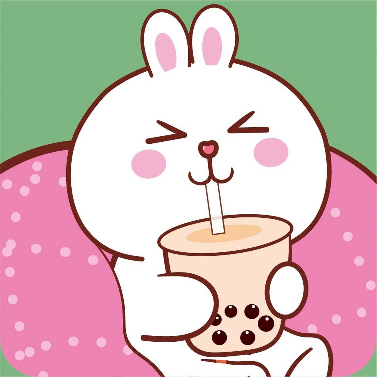 周五超级开心 来杯奶茶吧 虎萌萌快乐兔头像