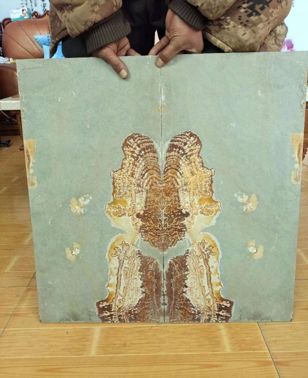 石板画是老家河北保定易县独有的一种石板,画面是经过上亿年的沉积而