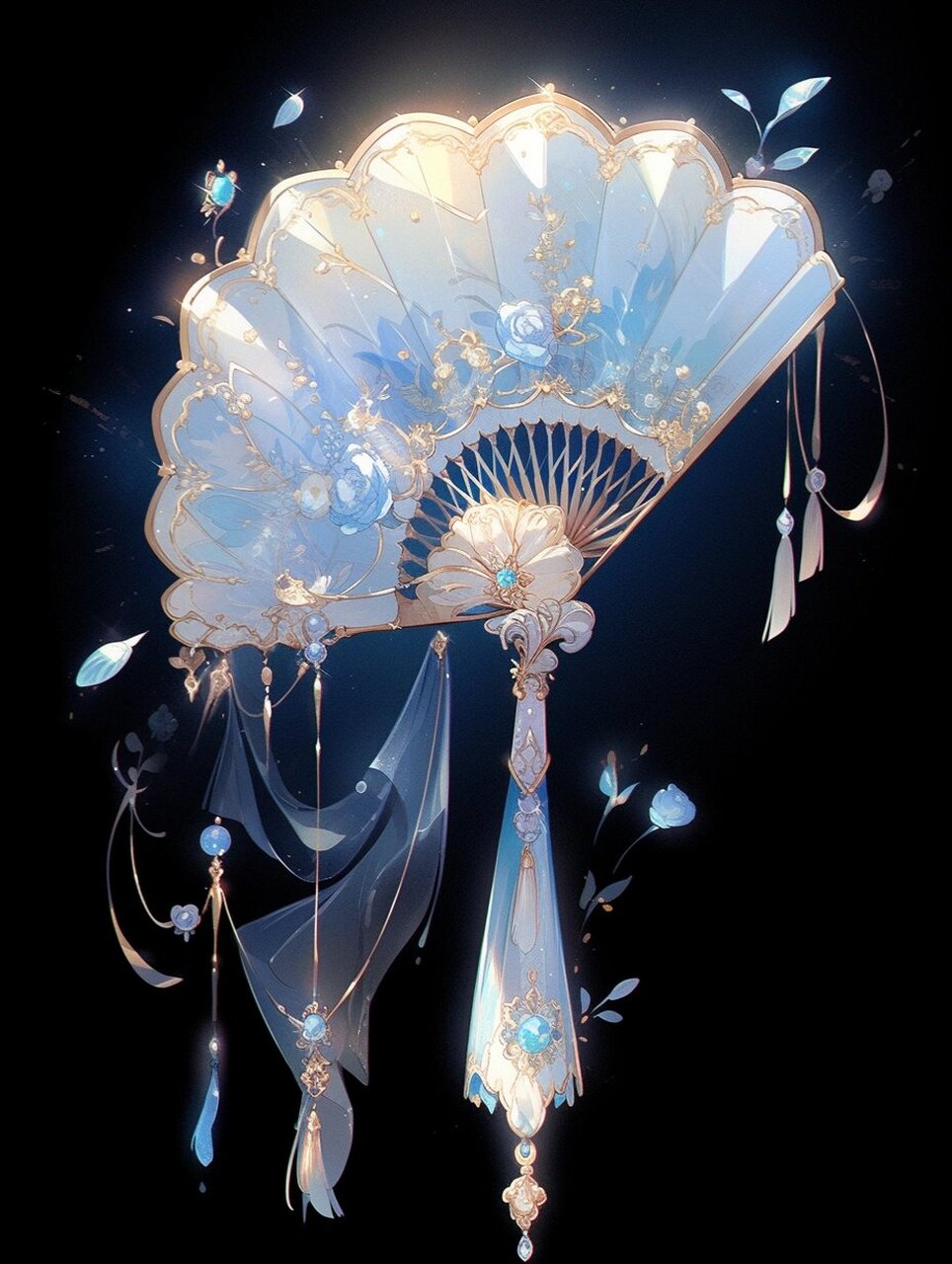 上古神器:青莲心扇 外观描述:青莲心扇是一把精致优美的扇子,扇面呈现