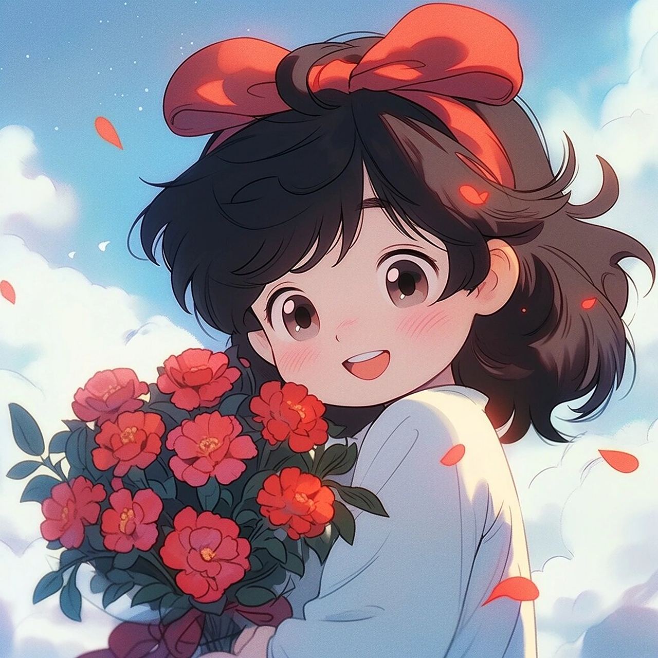 手捧花情头 | 带着鲜花走向你 #ai绘画有点东西# 别着急,总有人手捧