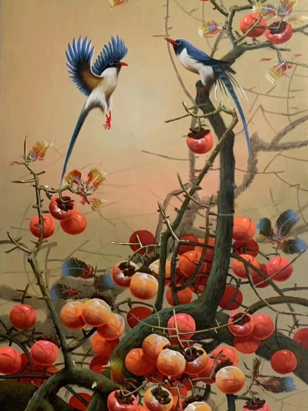 喜事连连 红红红火火 事事如意 画家林金山油画作品欣赏,寓意喜事连连