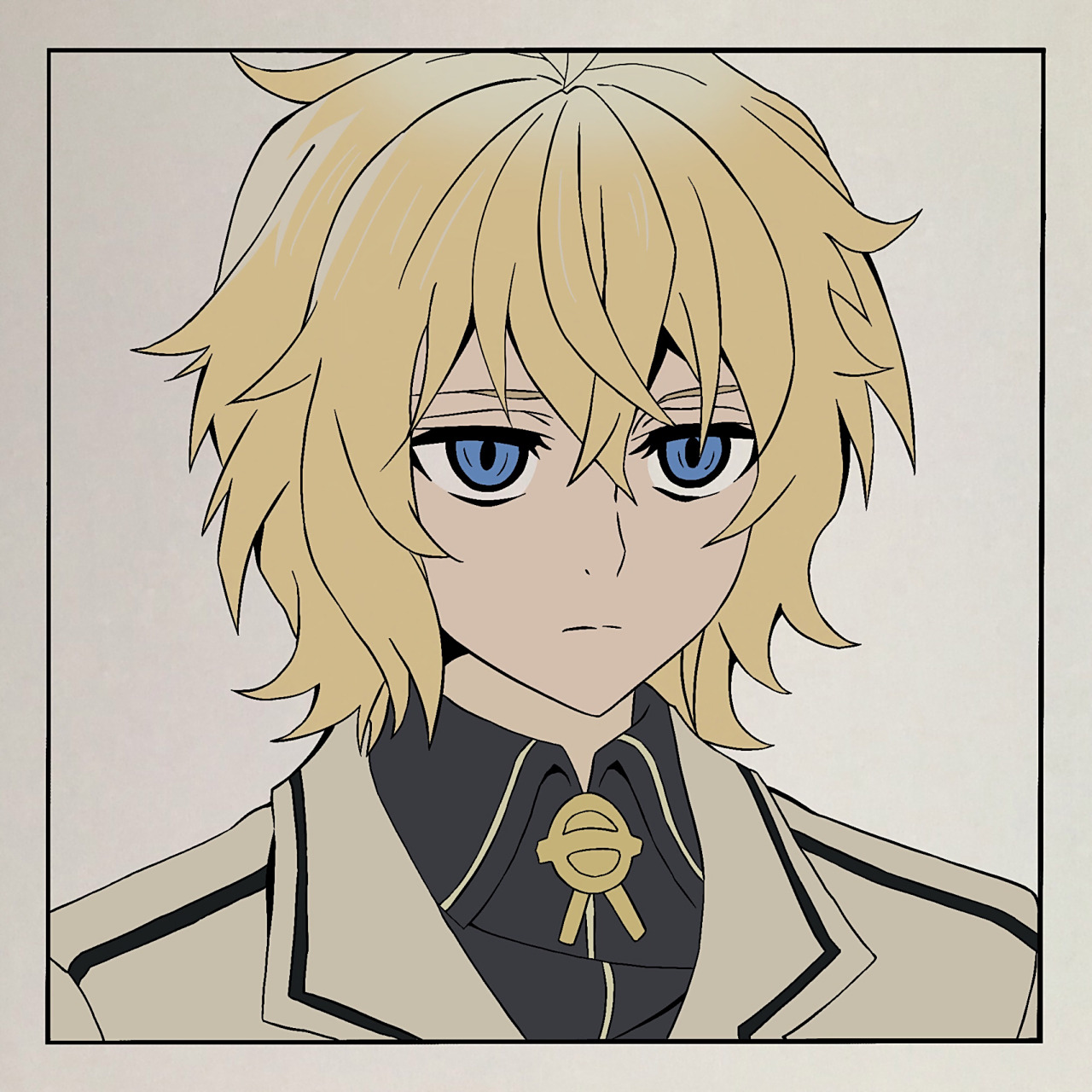 终结的炽天使米迦尔手绘教程 绘画过程 比例为正方形  软件上色  马克