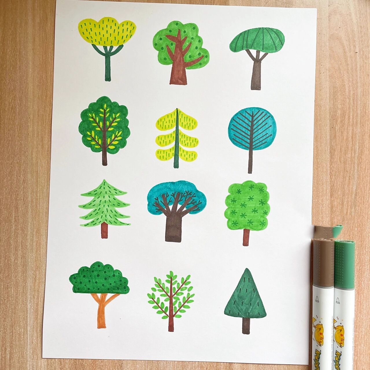 「树」简笔画 12棵小树简笔画,生机勃勃.