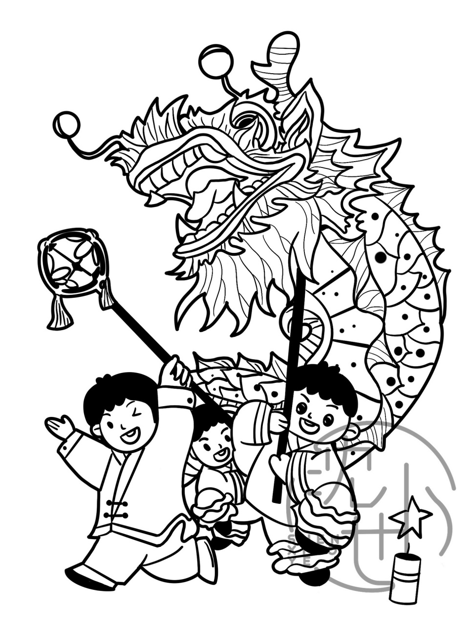 元宵节素材——舞龙灯系列(可打印)