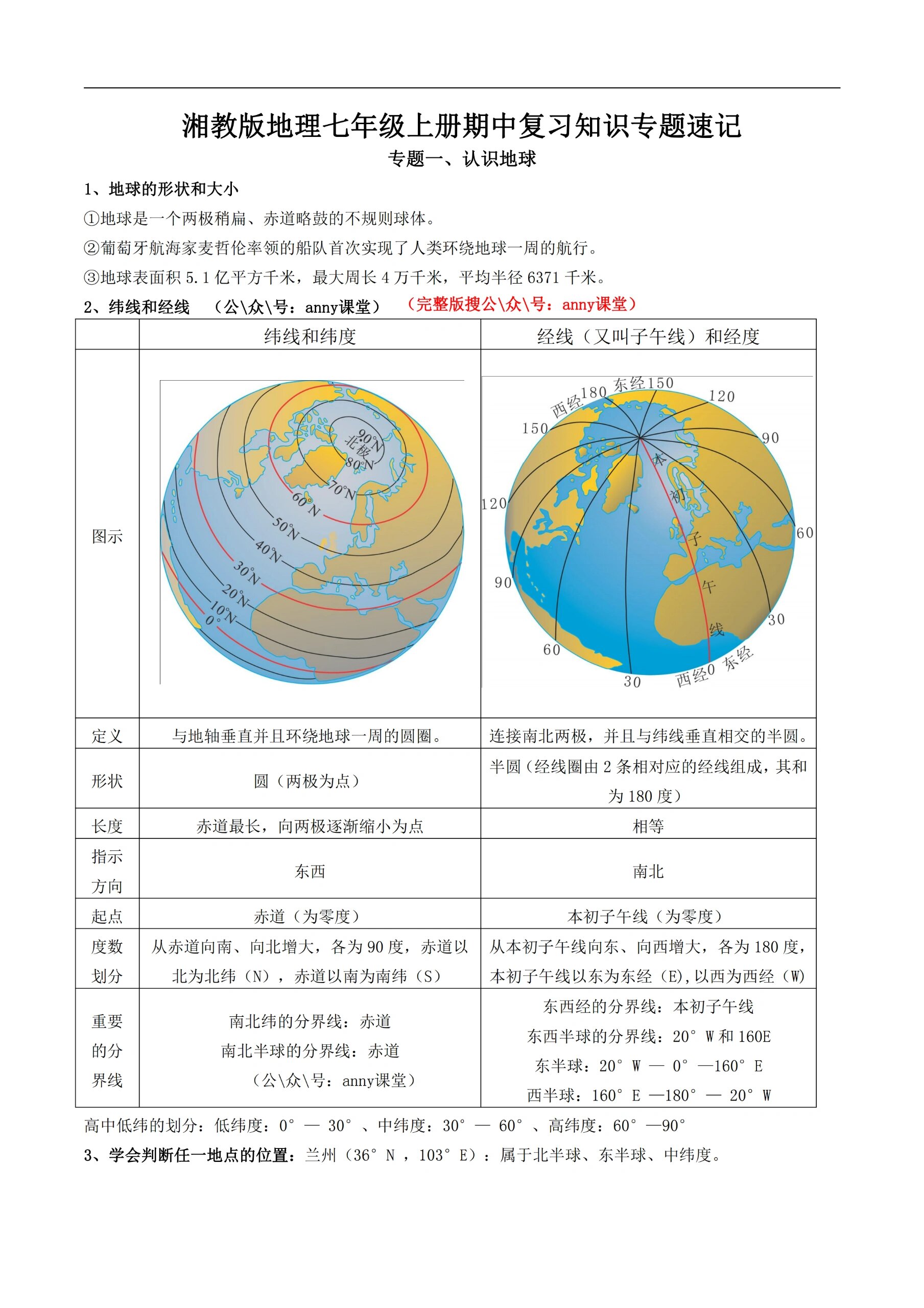 七上地理总结湘教版(七年级地理湘教版上册知识点) 第2张 七上地理总结湘教版(七年级地理湘教版上册知识点) 第2张
