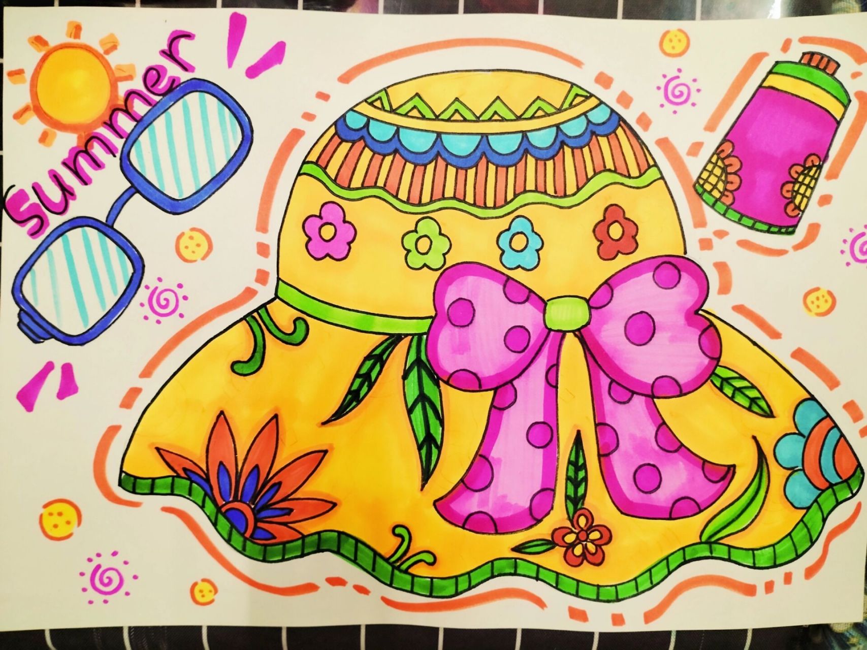 创意儿童画《遮阳帽》