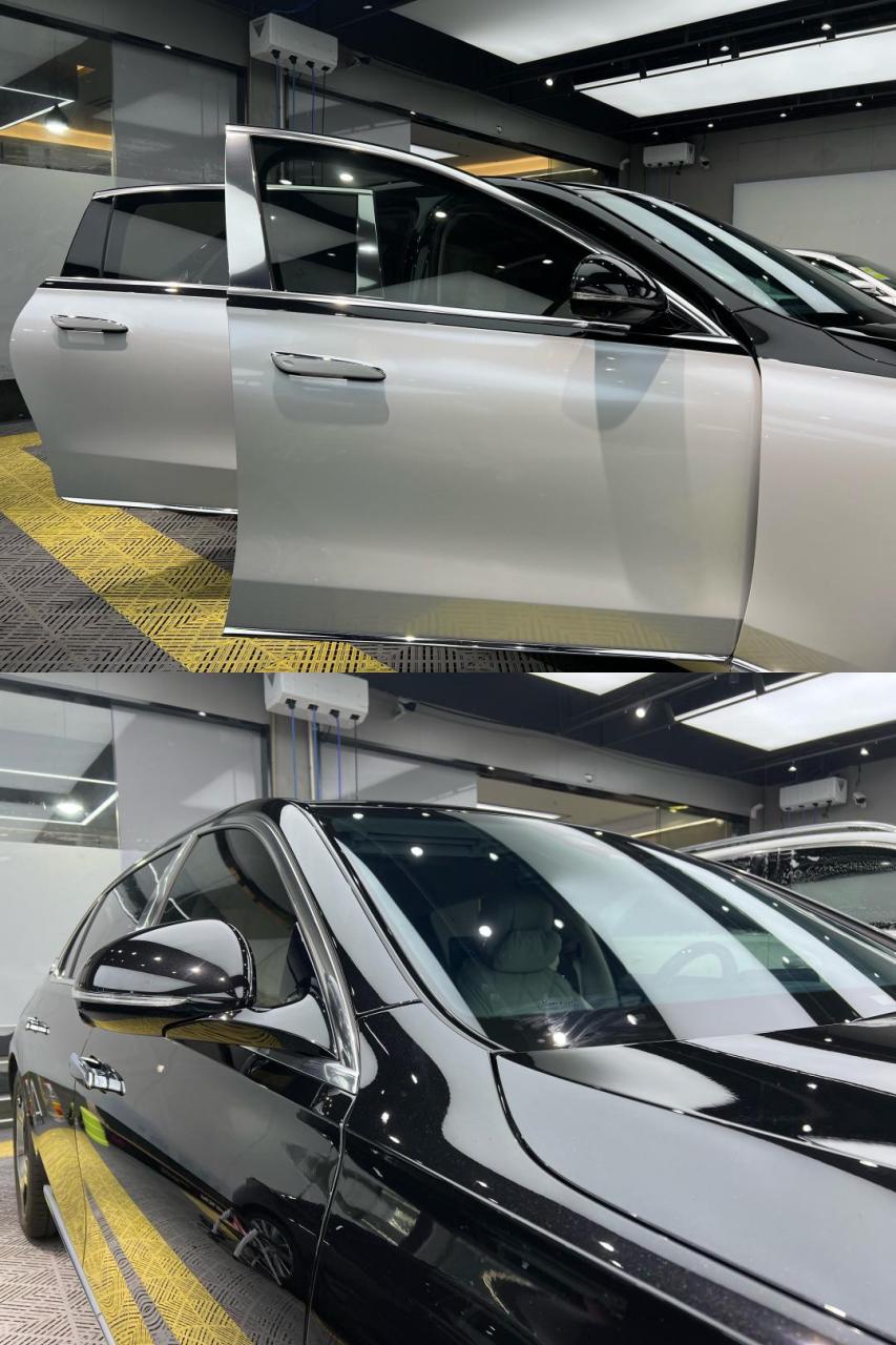 同角度拍奔驰迈巴赫改色前后——黑白双拼.