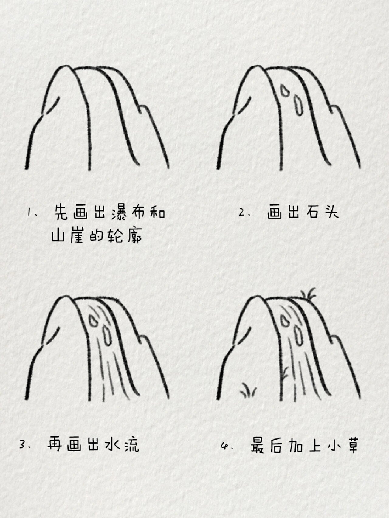 瀑布怎么画 简笔画图片