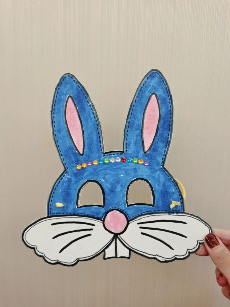 卡纸制作小兔子头套图片