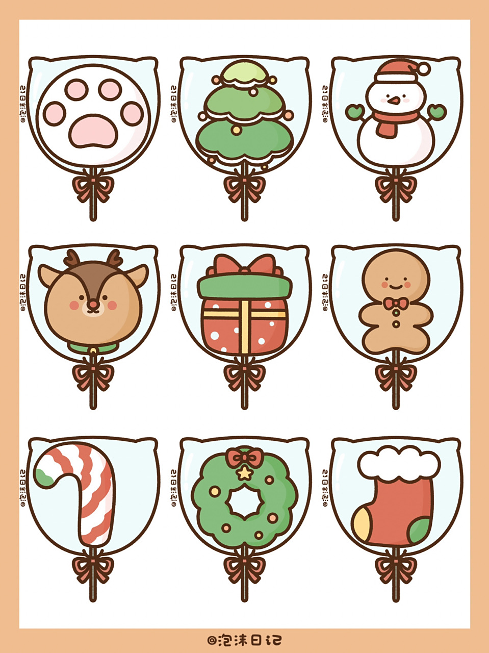 可爱零食简笔画|q弹棉花糖圣诞主题系列90 软软糯糯的棉花糖,大小孩