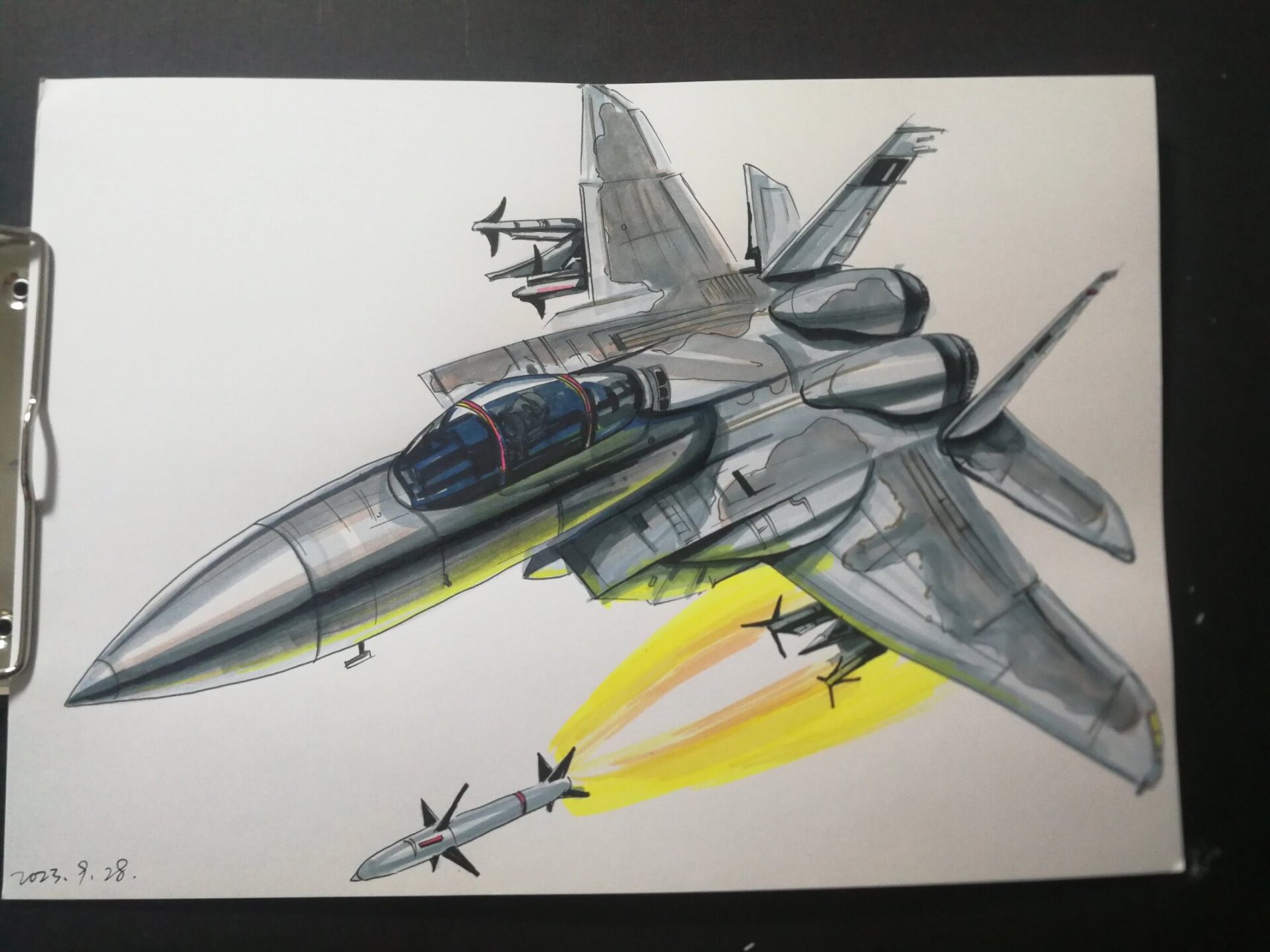 f-15战斗机手绘步骤图 马克笔手绘系列步骤图,f-15战斗机