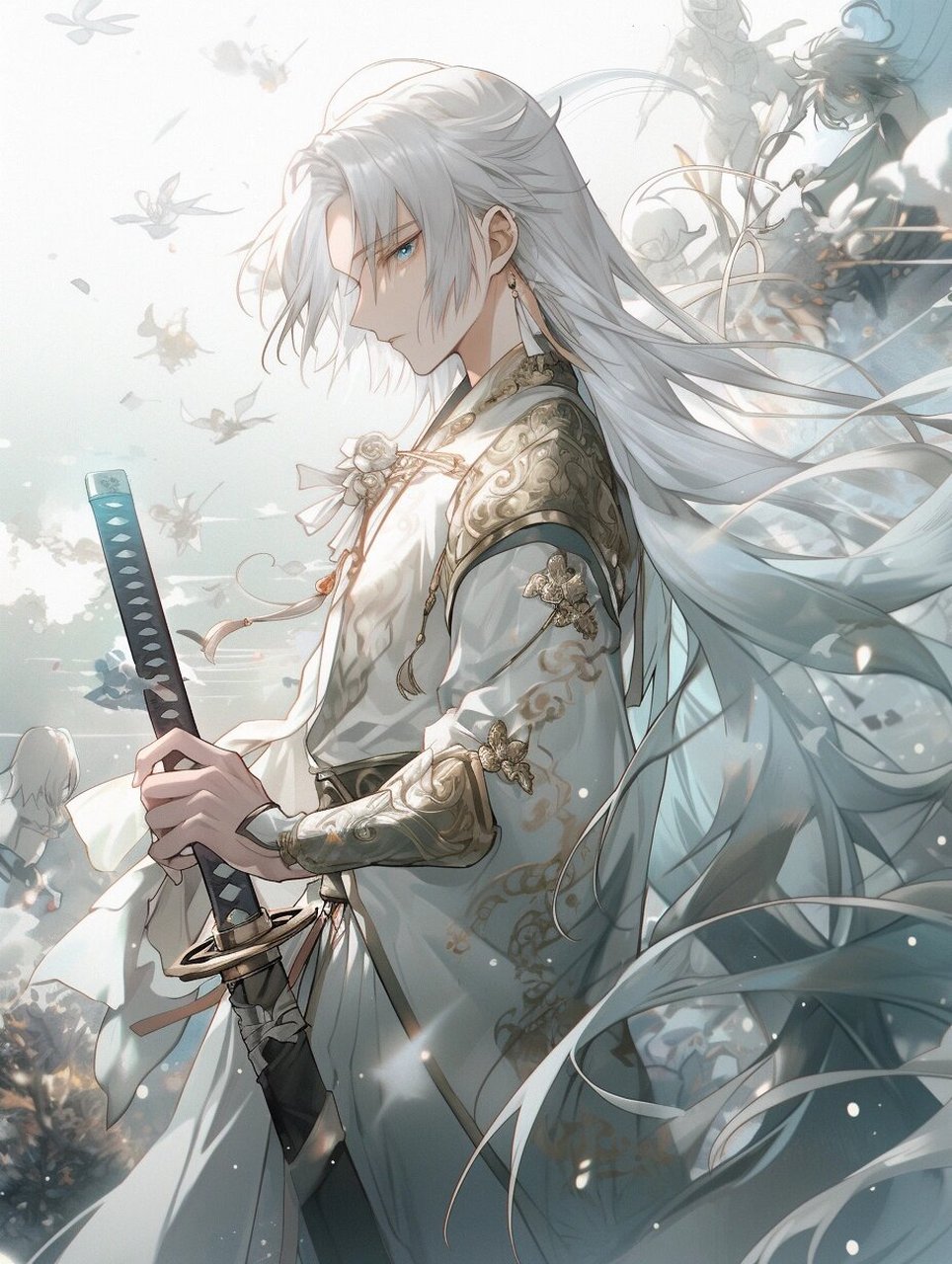 执剑少年 | 古风动漫男生头像壁纸插画素材