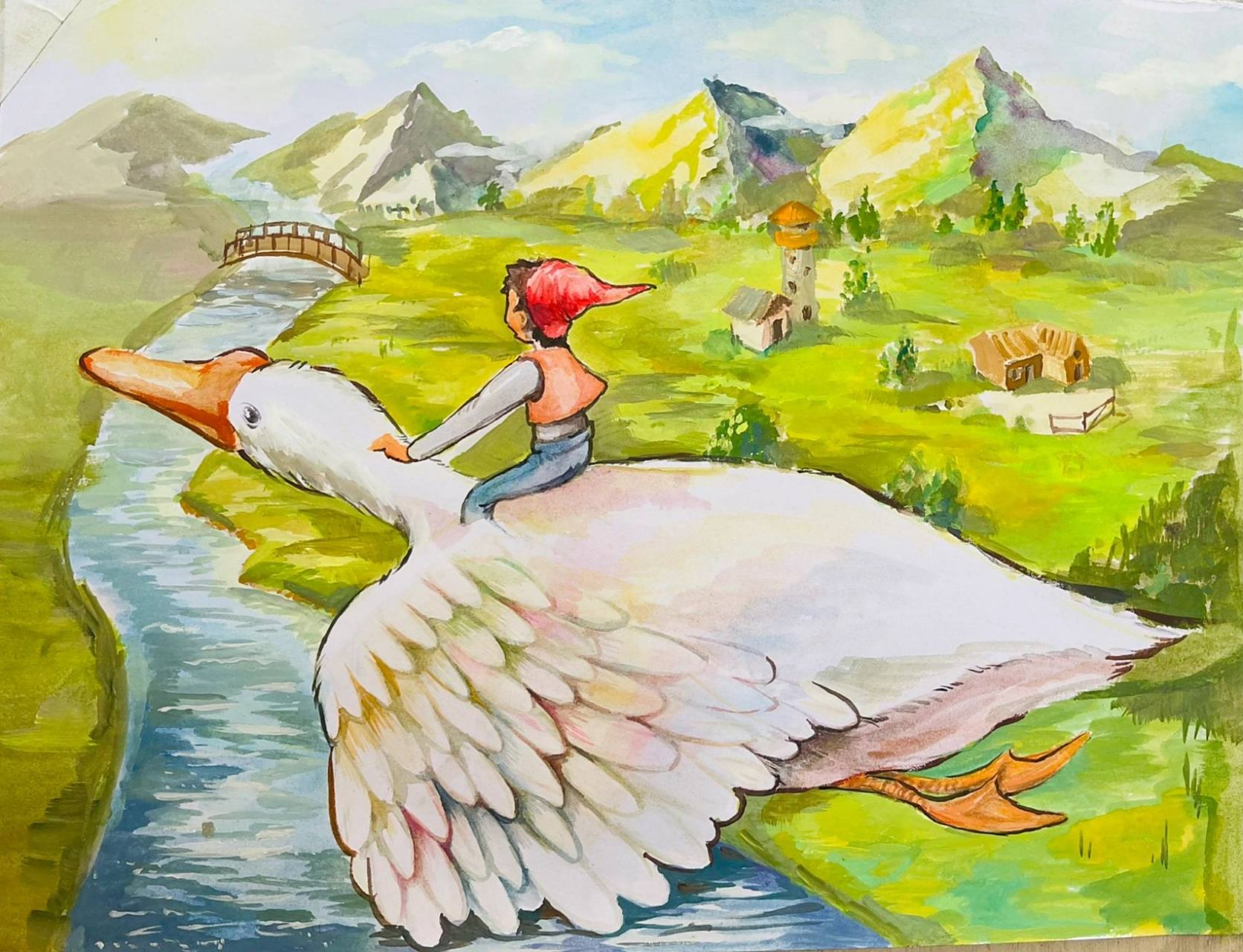 尼尔斯骑鹅旅行记插画,有没有哪张治愈了你 尼尔斯骑鹅旅行记插画