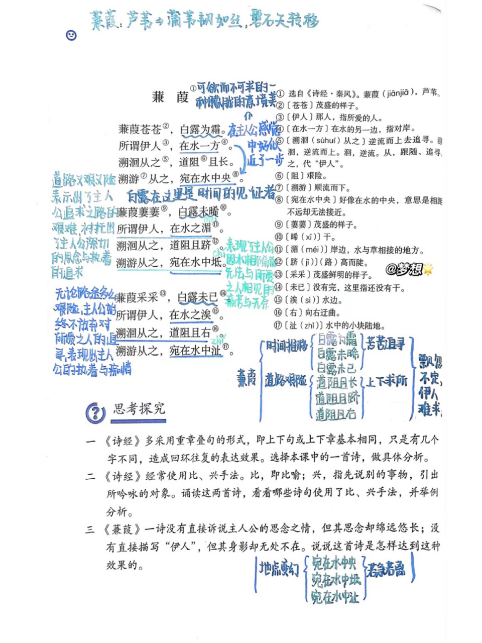 八下语文 - 第十二课《诗经》二首笔记来啦 - 八下语文 - 第十二课