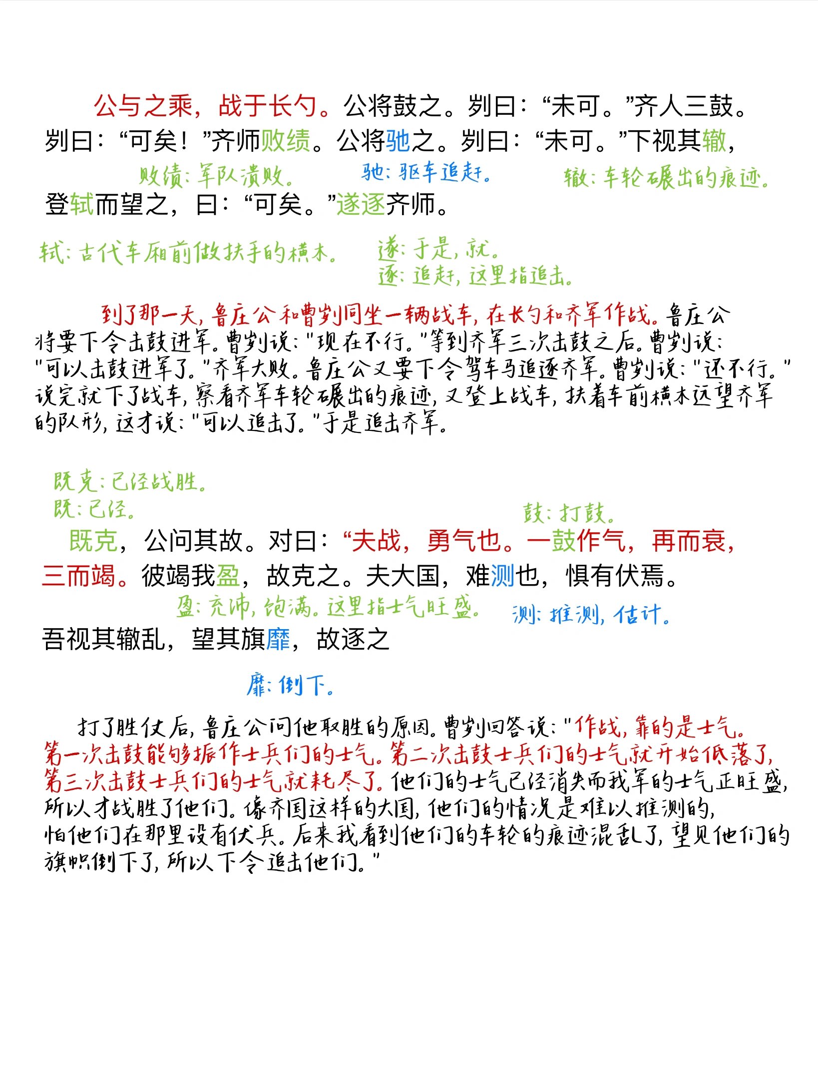 《曹刿论战》文言文