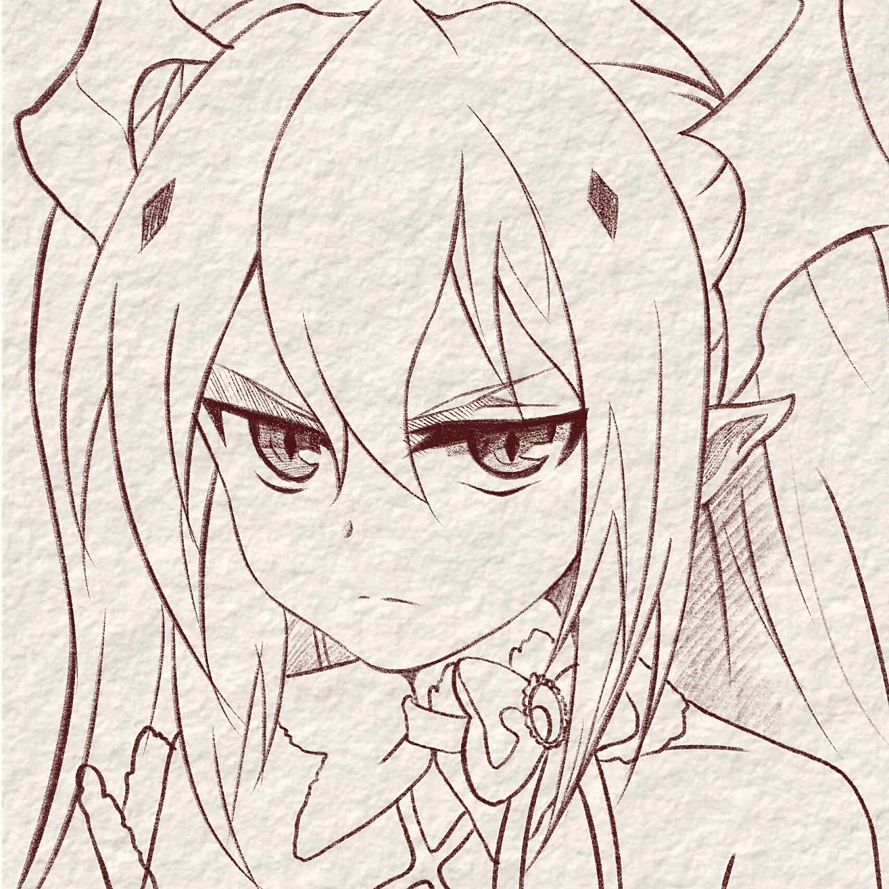 教你画动漫女生——克鲁鲁(附过程图) 绘画教程: ①起稿定型,找到对应