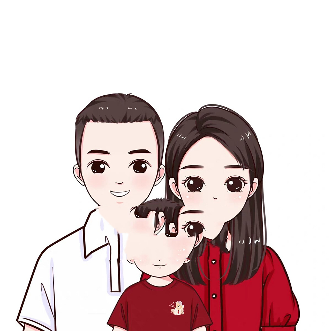 手绘卡通头像,亲子一家三口全家福漫画头像 9696卡通头像制作