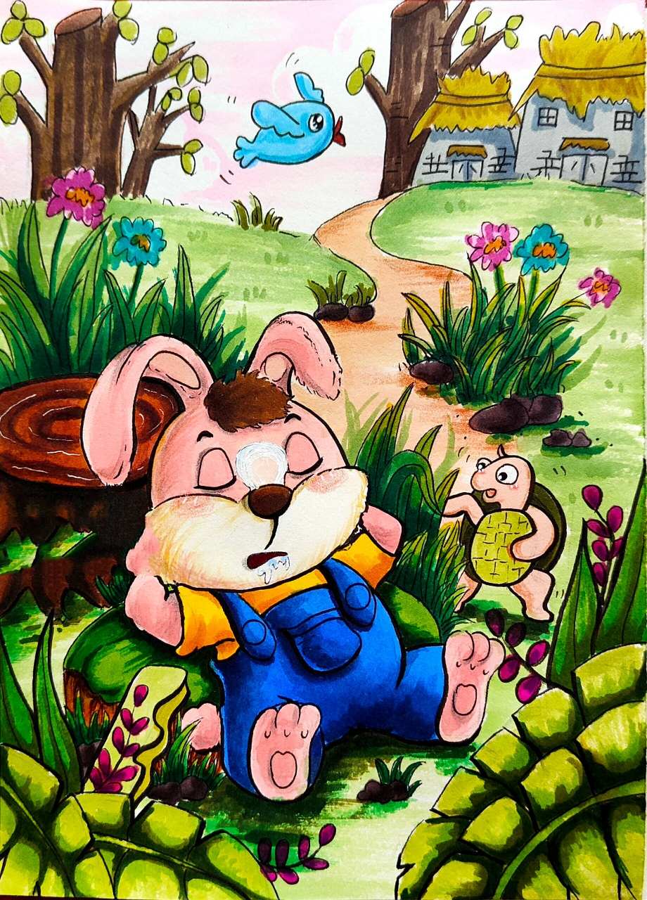 儿童故事绘画/《龟兔赛跑》