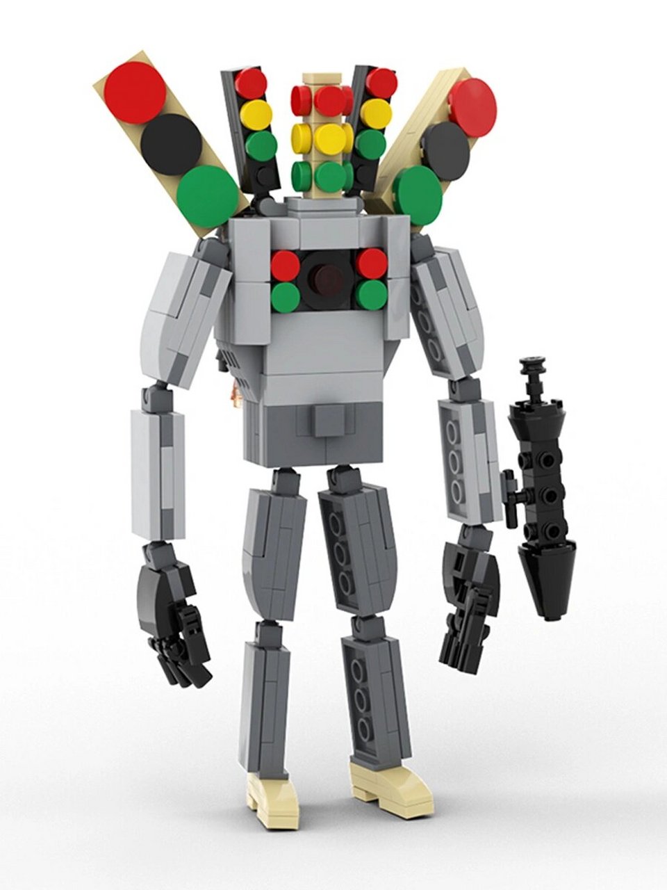 【乐高moc积木】马桶人vs监控人教程免费分享 红绿灯音响人拼装积木