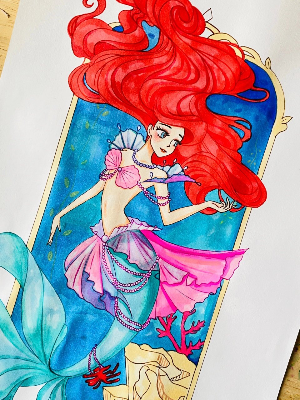 美人鱼公主绘画/神秘的海域住着美丽的公主 线上美术课堂范画 77