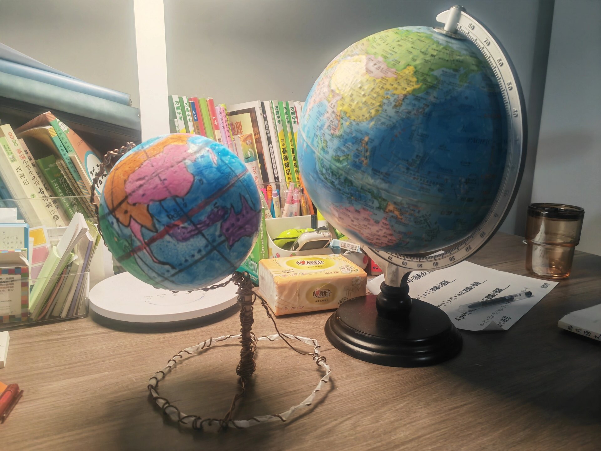 十一假期作业之制作地球仪 这个手工作业,耗时4小时,真是个大工程