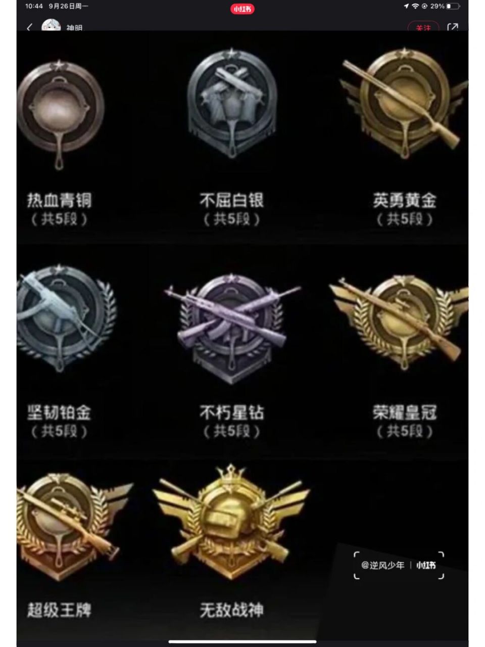 和平精英段位图